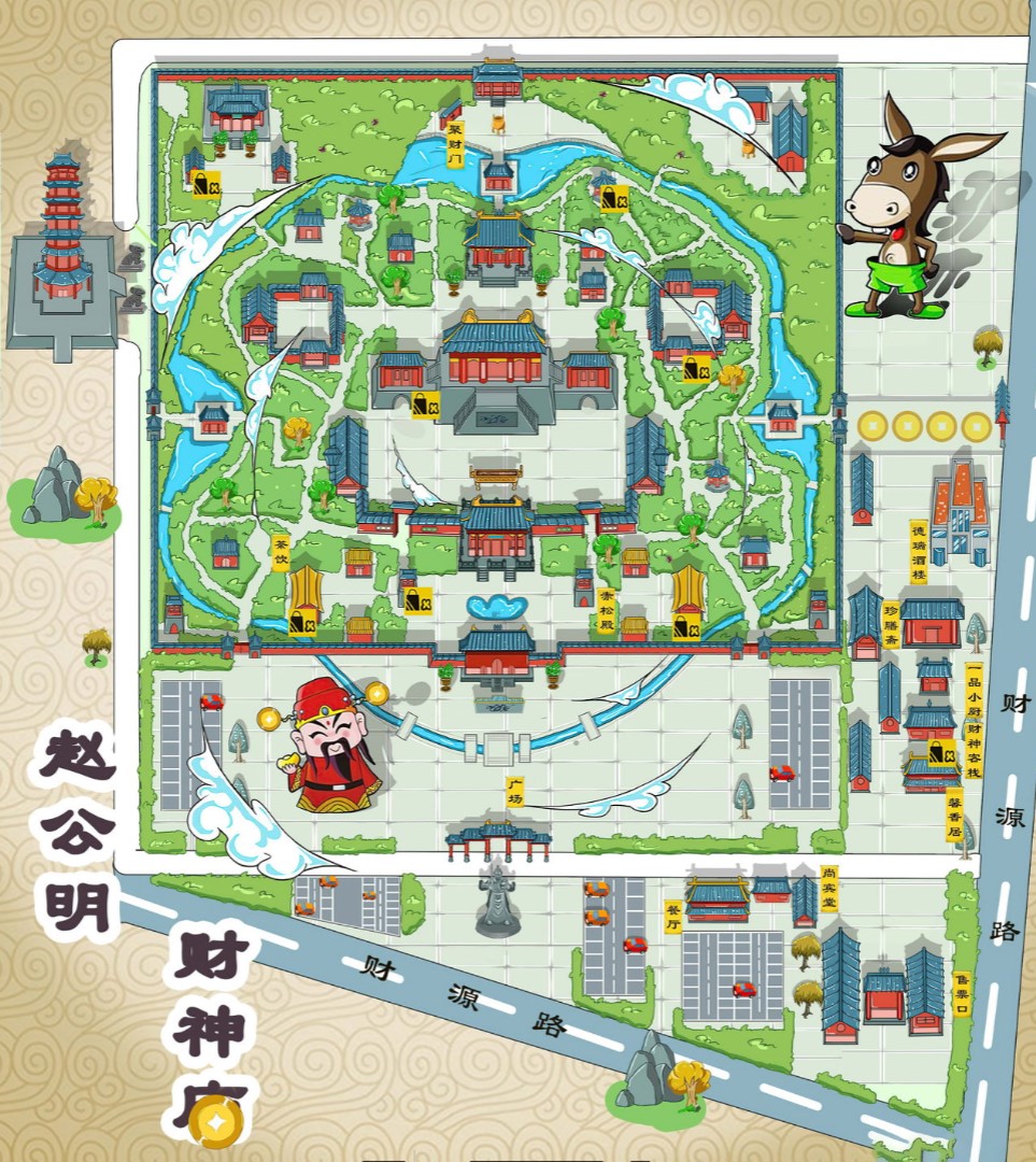 北川寺庙类手绘地图