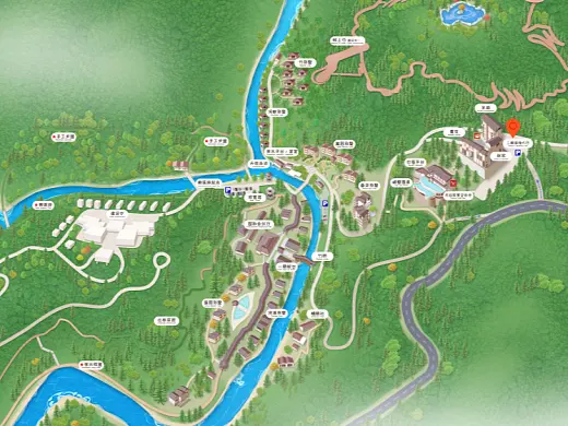 北川结合景区手绘地图智慧导览和720全景技术，可以让景区更加“动”起来，为游客提供更加身临其境的导览体验。